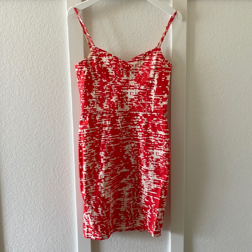 Aqua Bright Orange Patterned Fitted Dress